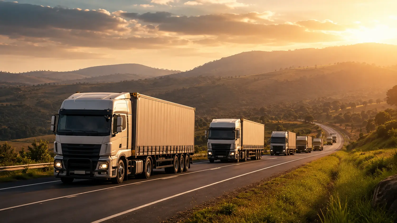 Regional freight convoy on a trade corridor